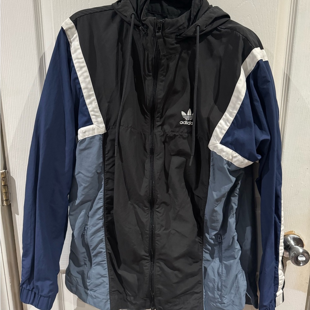 Adidas Men's Black and Navy Windbreaker